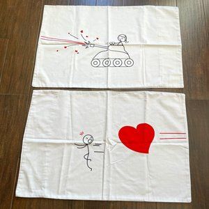 HUMAN TOUCH Set of 2 Gray Hit by Love  Standard Pillow Cases Covers